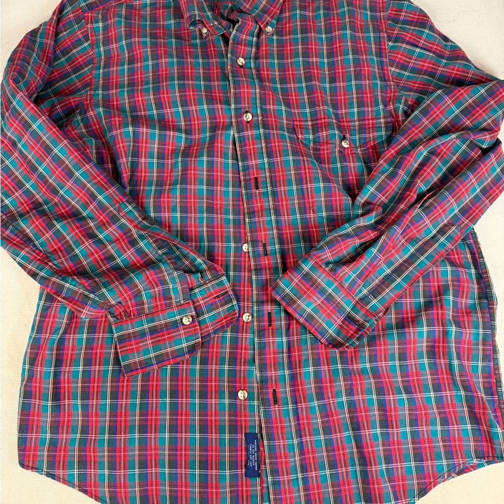 Gant Mens Button Foxhunt Shirt Size M Multicolor Plaid Cotton 55%